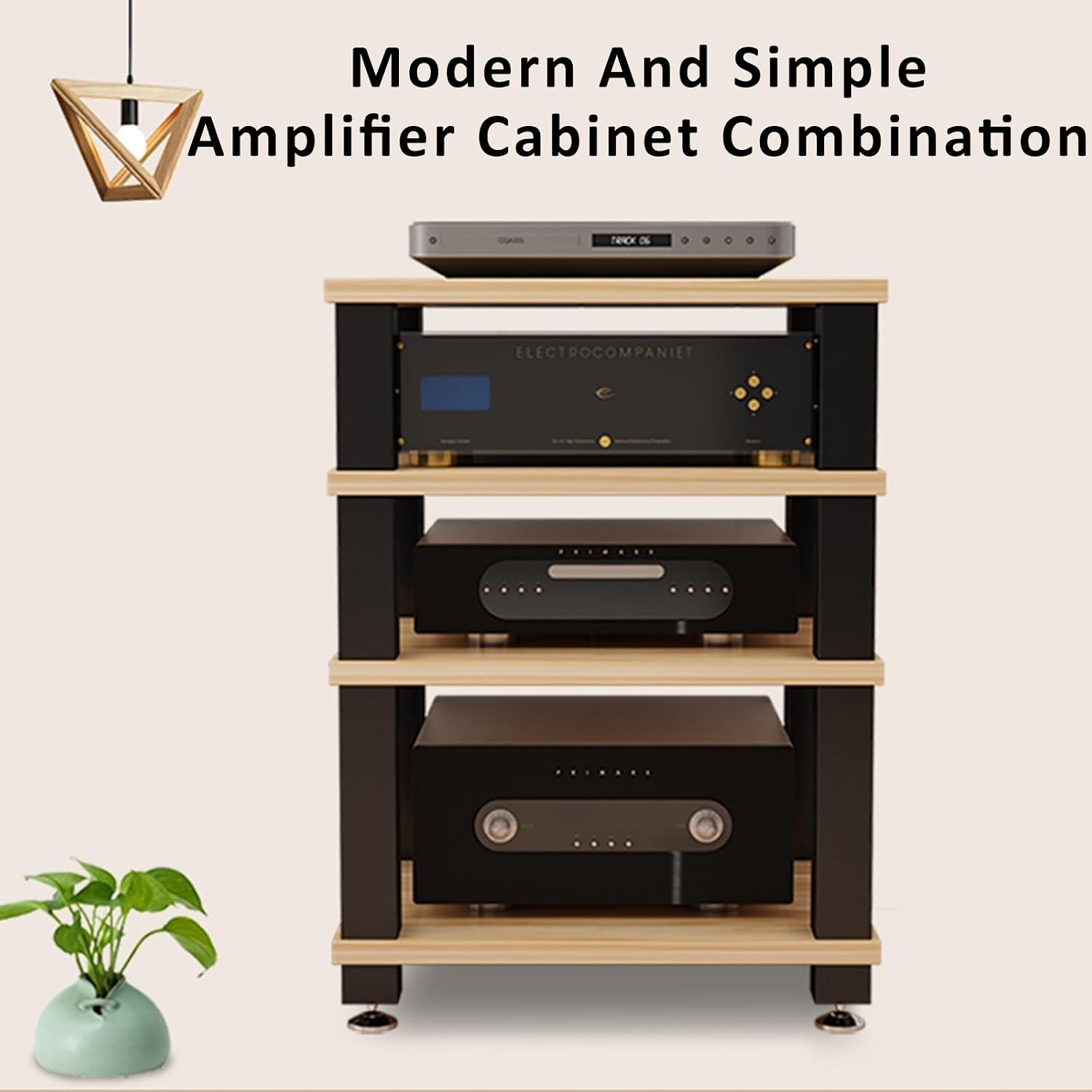 Heavy Duty Audio Component Rack,Stereo Rack,Record Player Stand,Design AV Media Stand,Movable Audio Rack Tower Player Stand,Storage for Entertainment Stereo Component(Deep Black,60x48x10cm)