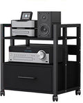 3-Tier Heavy Duty Audio Component Rack Tower Stand - Freestanding Media Shelving for Home Office & Bedroom - Durable Equipment Storage Solution