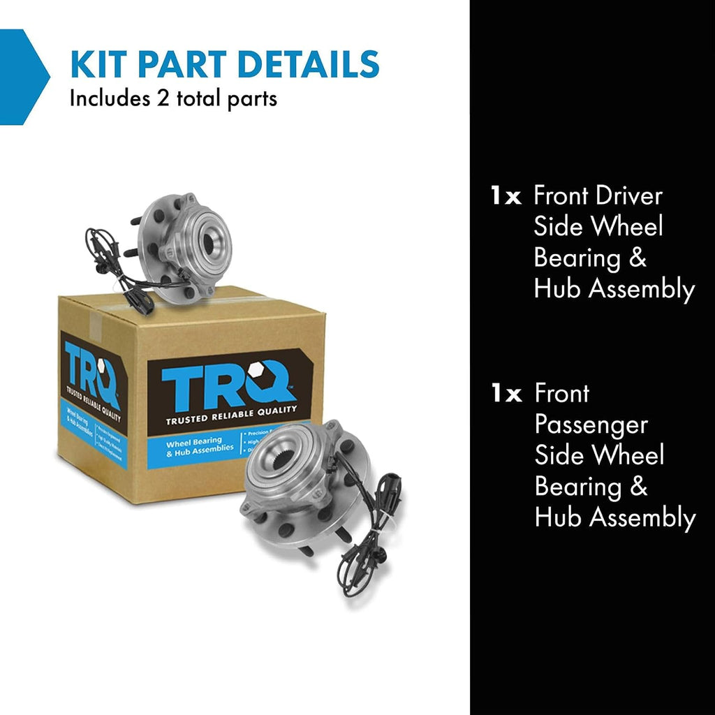 TRQ Front Left and Right Wheel Bearing and Hub Assembly Set 2 Piece Compatible with 2009-2010 Dodge Ram 2500 4WD 2009-2010 Ram 3500 4WD 2011 Ram 2500 4WD 2011 3500 4WD