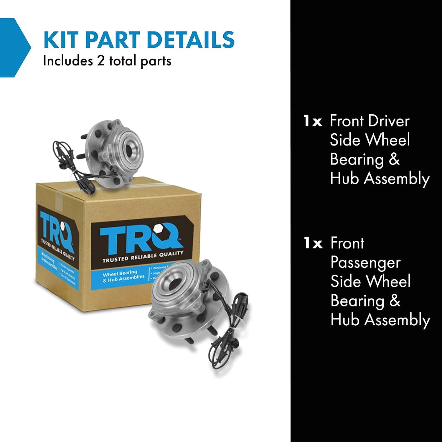 TRQ Front Left and Right Wheel Bearing and Hub Assembly Set 2 Piece Compatible with 2009-2010 Dodge Ram 2500 4WD 2009-2010 Ram 3500 4WD 2011 Ram 2500 4WD 2011 3500 4WD