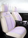 Purple Car Seat Covers Full Set - Leather and Ice Silk Breathable Front and Rear Seat Covers for Women Men, Luxury Car Cushions