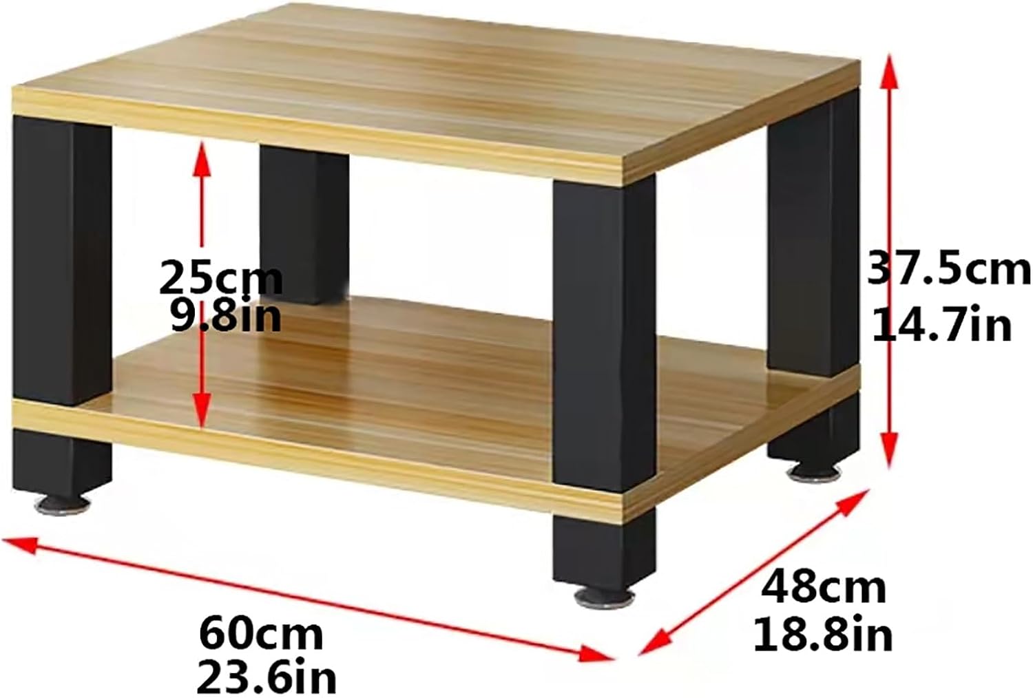 Media Storage Cabinet for Av Equipment Video Game Console Shelf Stereo Rack with Storage Shelves Audio Tower Rack for Consoles/DVDs Black-Brown-60x48x37.5cm