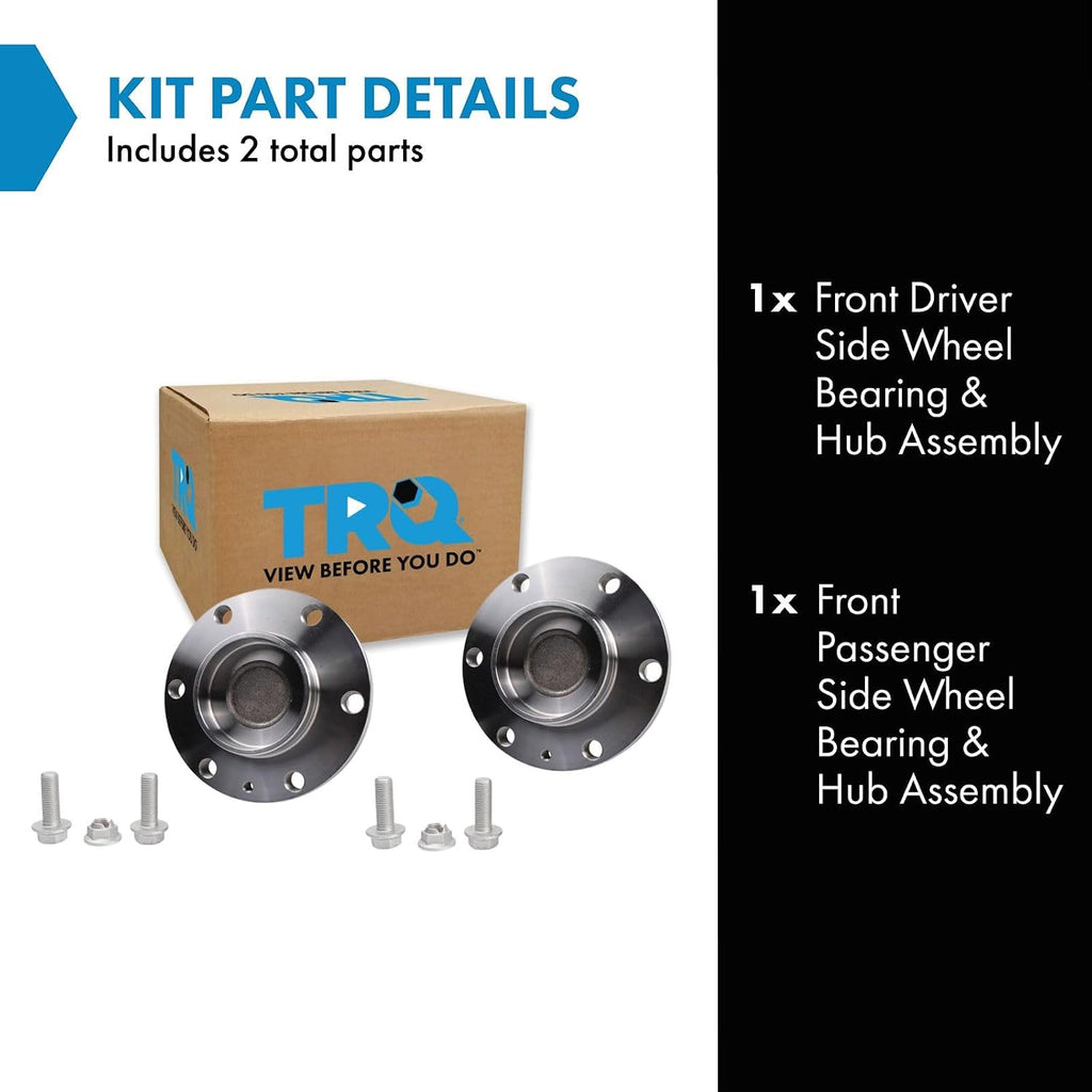 TRQ Front Left and Right Wheel Bearing and Hub Assembly Set 2 Piece Compatible with 10-14 Mercedes-Benz Sprinter 2500 15-18 Sprinter 2500 Rear Wheel Drive with Light Duty Suspension