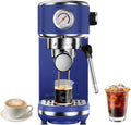 atatix 20 Bar Espresso Machine with Milk Frother, Compact Espresso Maker, Stainless Steel Coffee Machine with Precise Temp Control & 44oz Removable Water Tank for Latte, Cappuccino, Dark Blue