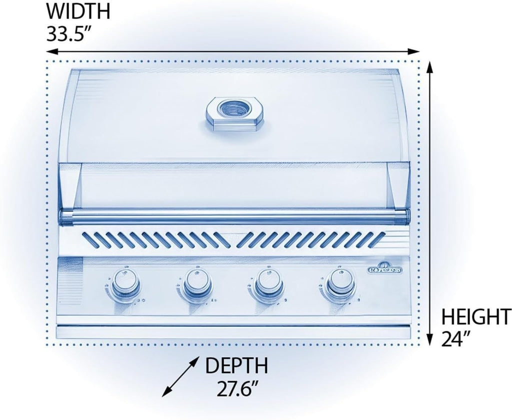 Napoleon Built-In 500 Series 32-Inch Built-In Gas Barbecue Grill Head - BI32NSS - Marine Grade Stainless Steel, Natural Gas, 4 Main Burners, 7.5 mm Stainless Steel Grids, Dual Level Stainless Steel Sear Plates