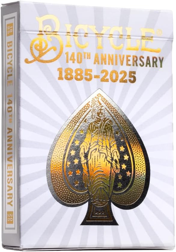 Bicycle 140th Anniversary Limited Edition Exclusive Playing Cards Set with 1 oz Pure Gold, 1 oz .999 Fine Silver, or Bronze Commemorative Collector Coin (Mystery Unboxing Coin)