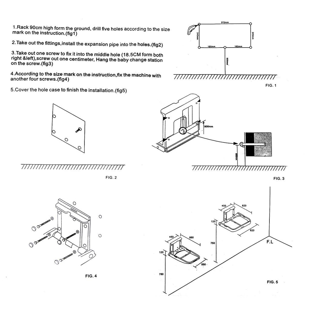 Baby Changing Diaper Station Wall-Mount: Vertical Baby Changing Table, Sturdy & Durable- with Safety Straps for Commercial Restrooms