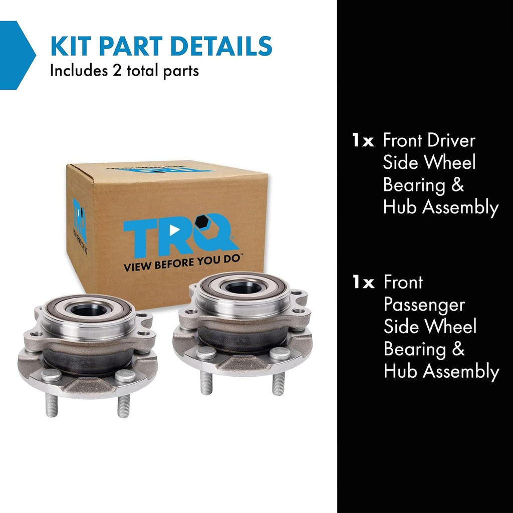TRQ Front Left and Right Wheel Bearing and Hub Assembly Set 2 Piece Compatible with 2015-2017 Lexus NX200t 2018-2021 NX300 2015-2020 NX300h 2021 NX300h Luxury Base Model