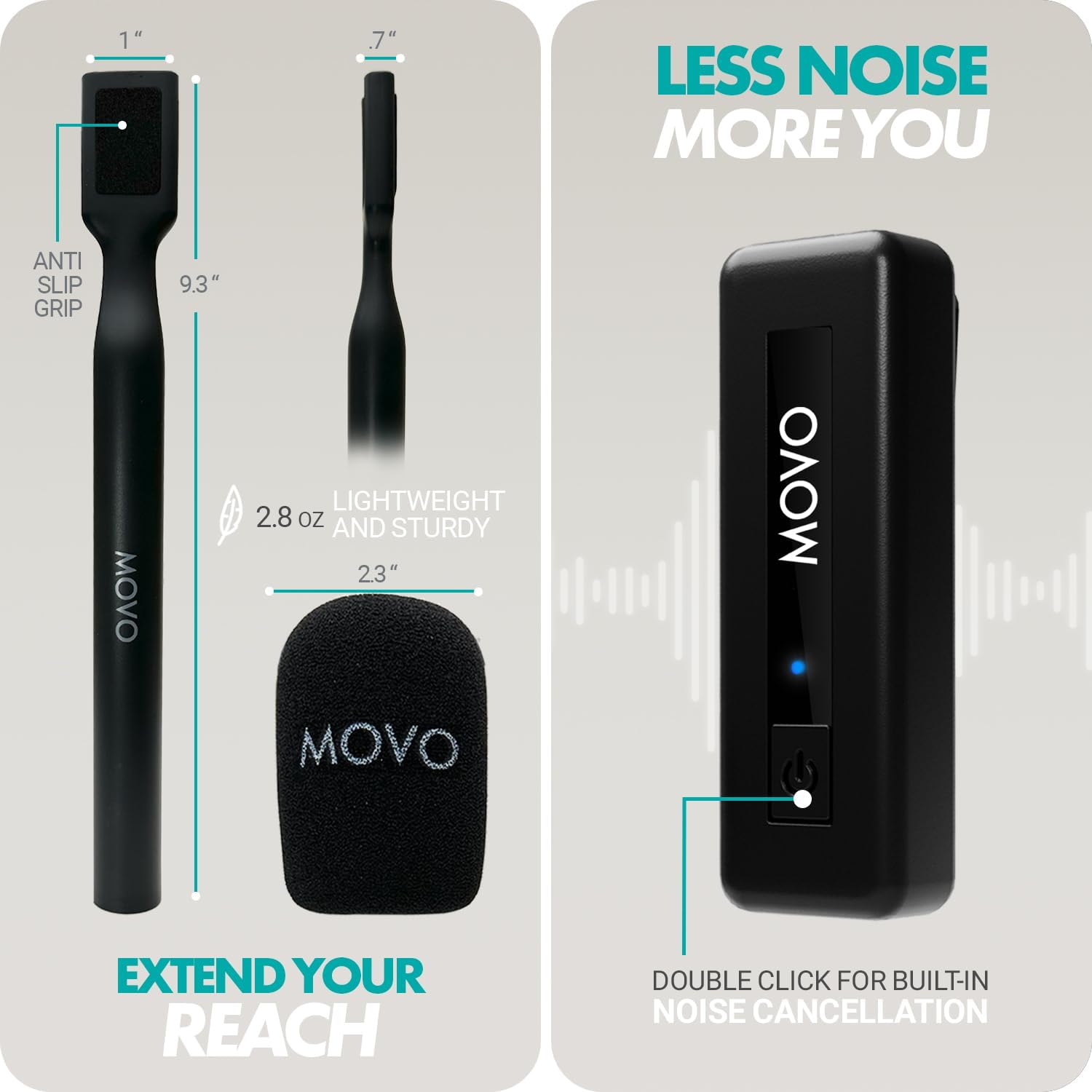 Movo Wireless Mini UC-Duo USB-C Wireless Microphone for iPhone 15/16/Android/PC/Macbook Podcast Equipment Bundle with WMX-HM Handle/Desktop Mic Stand for Podcasting, Interviews, and Content Creation