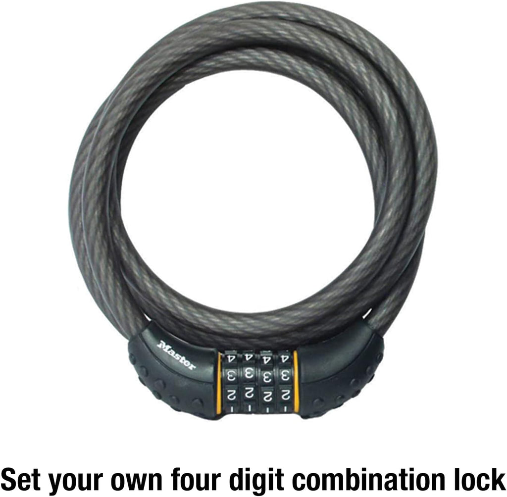 Master Lock Cable Lock, Set Your Own Combination BikeLock, 6 ft. Long, Black, 8122D (Pack of 144)