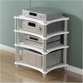 4-Tier Media Stand Audio/Video Component Cabinet, Freestanding Modern Stereo Racks and Stands for Home/Living Room/Game Room, Electronics Equipment Shelf, White