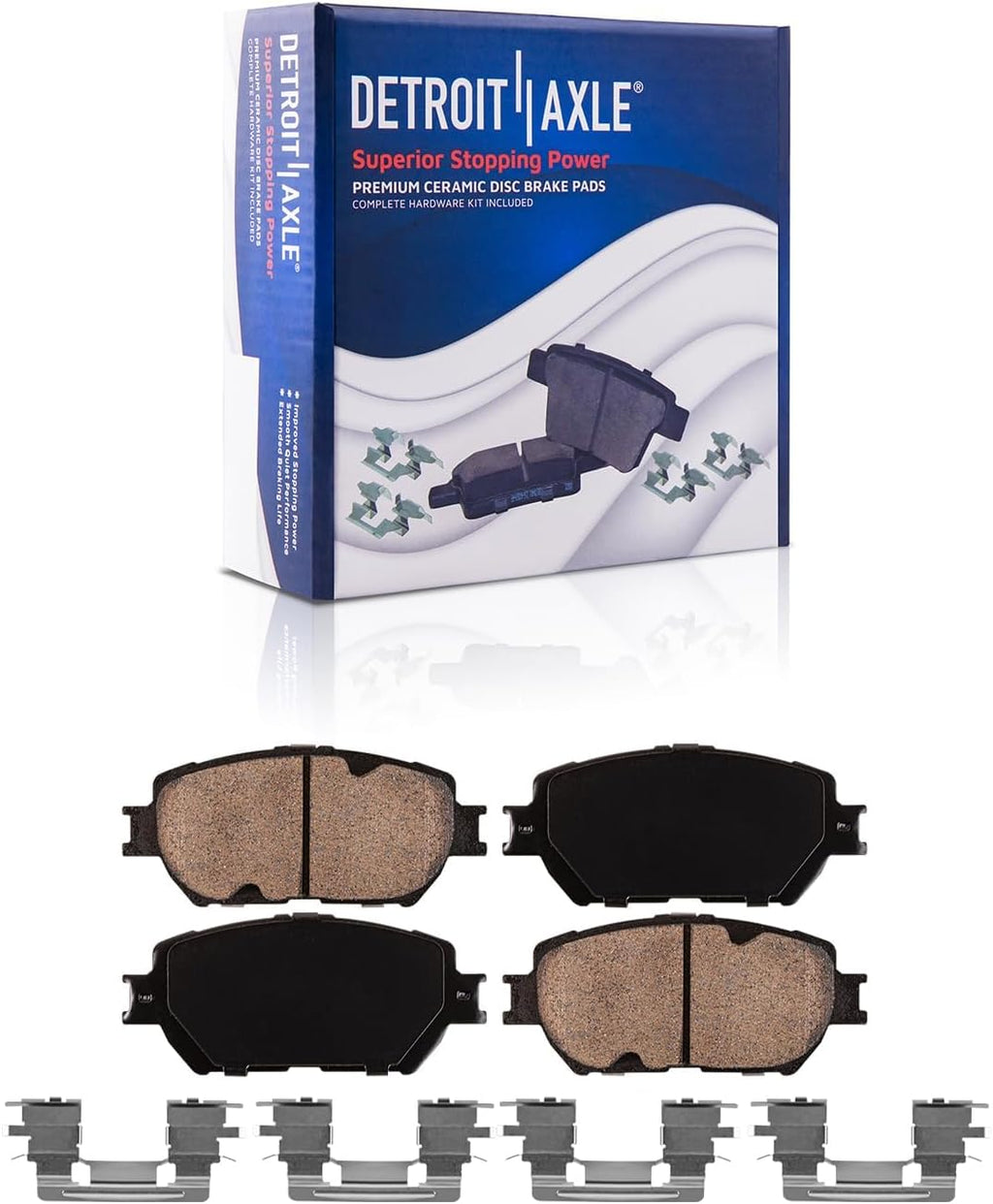 Detroit Axle - Brake Kit for 2002-2004 Toyota Camry, Front and Rear Ceramic Brake Pads Disc Brake Rotors Replacement : 11.65' inch Front and 10.59' inch Rear Rotor