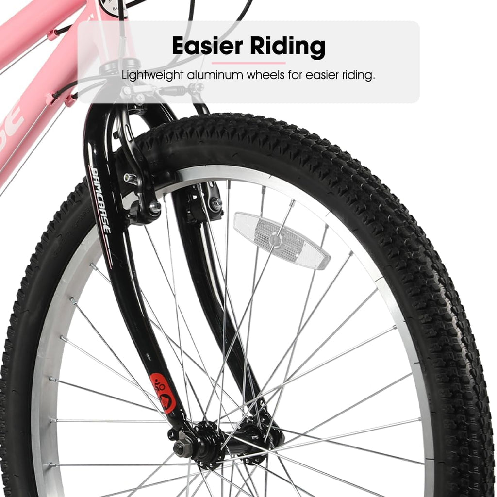 HILAND Bamcbase Womens Mountain Bike, 24 26 Inch 18 Speeds Hybrid Commuter Bicycle for Adults, Sport Hardtail Trail MTB