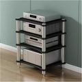 Heavy Duty 4-Tier Audio Component Rack for Living Room & Small Spaces, Modern HiFi Stereo Stand, Media Tower Equipment Shelves - Black Audio Rack System