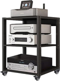 Heavy Duty Media Stereo Stand Equipment Shelf, 1 2 3 4 Layer Black Video Game/DVD Holder, Audio Component Rack Tower for Tv Accessories Record Player Console(H70cm-2Tier)