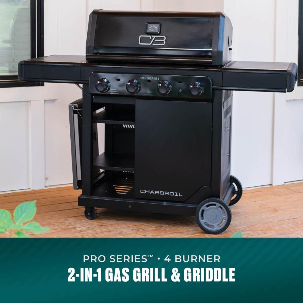 Charbroil Pro Series with Amplifire Infrared Technology 4-Burner Propane Gas Grill and Griddle Cabinet, Black - 463279224