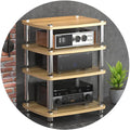 4 Layer Audio Cabinet Stand Record Player Stand Audio Rack with Shock Absorbing Feet Power Amplifier Shelf Equipment Cabinet White 60 * 48 * 10Cm Tier 1,Wood Color,60 * 48 * 76cm(4Tier)