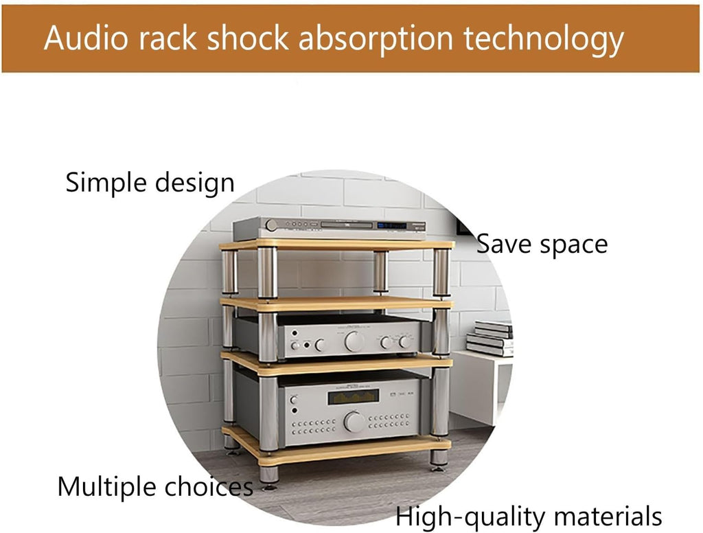 HOFSSI 23.6x18.8x37in AV Media Cabinet Stand Component Cabinet, Gaming TV Stand and Stereo Rack Audio Tower with Shock Absorber Feet (Color : 4 Tier)
