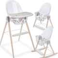 Primo Vista 3-in-1 Convertible High, Toddler, & Rocking Chair, Clear, Transparent Seat, Grows with Child, Modern Style, Adjustable Wooden Legs, Easy to Use, Assemble, Safe & Sturdy, 21.5 x 25 x 40.5'