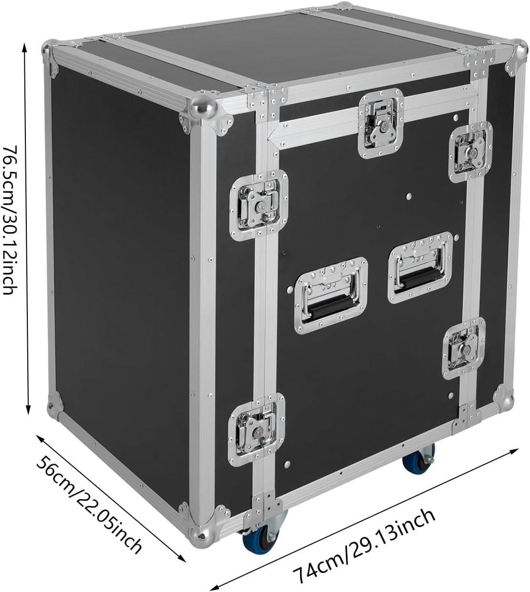 10U PA DJ Rack/Road ATA Case, Network & Stereo Rack with Slant Mixer Tops, Heavy-Duty DJ Work Table Rolling Studio Equipment Cabinet, Amplifier Mixer Storage Stand for Pro Tour Grade, Live Sound