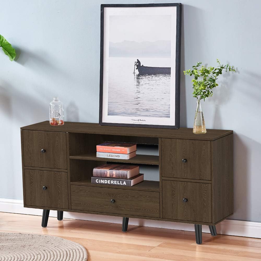 Living Room Wood TV Stand Cabinet with Storage Drawers and Shelves 47 inches, TV Display Media Equipment Storage Buffet Audio Entertainment Center