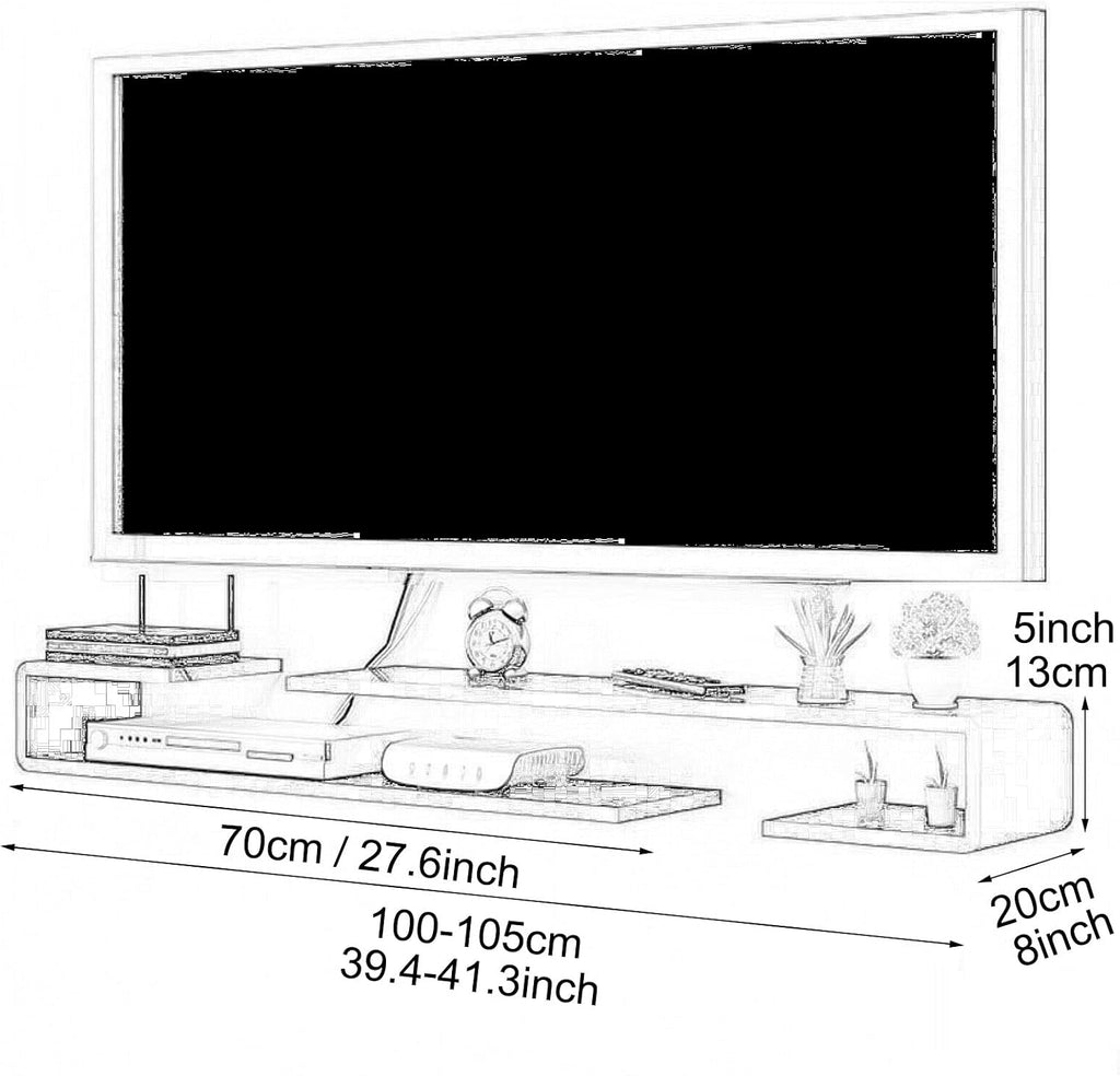 Wall Shelf Wall mounted TV Shelf Decorative Wall Display Floating Shelf TV Stand TV Console Audio-visual Equipment Shelves Set-top box WiFi Router Media Storage Shelf Home Entertainment Center