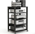 YLLFFLL Black Audio Component Rack Tower Media Stereo Stand Equipment Shelf, 3/4/5/6/7 Tier Media Storage Cabinet with Adjustable Shelf, HiFi Units Furniture(5 Layer)
