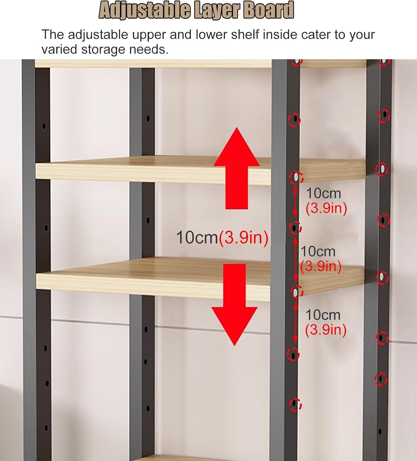 JYHHCYS Tall Stereo Racks and Stands on Wheels Media Storage Cabinet Rack, Black Modern Entertainment Stereo Components Stand, Audio Video Equipment Rack (Size : 8 tier-60cm Wide)