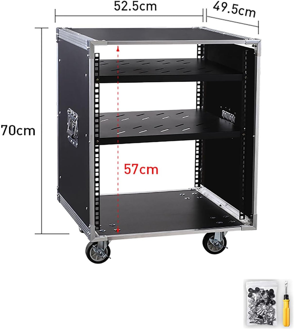 Portable Network Rack，Open Frame Rack，for Servers & AV Gear，with Caster Built-in Handle Network Rack， Rolling Network Rack（16U -87x52.5cm） (Size : 12U-2TIER-49.5X52.5CM)