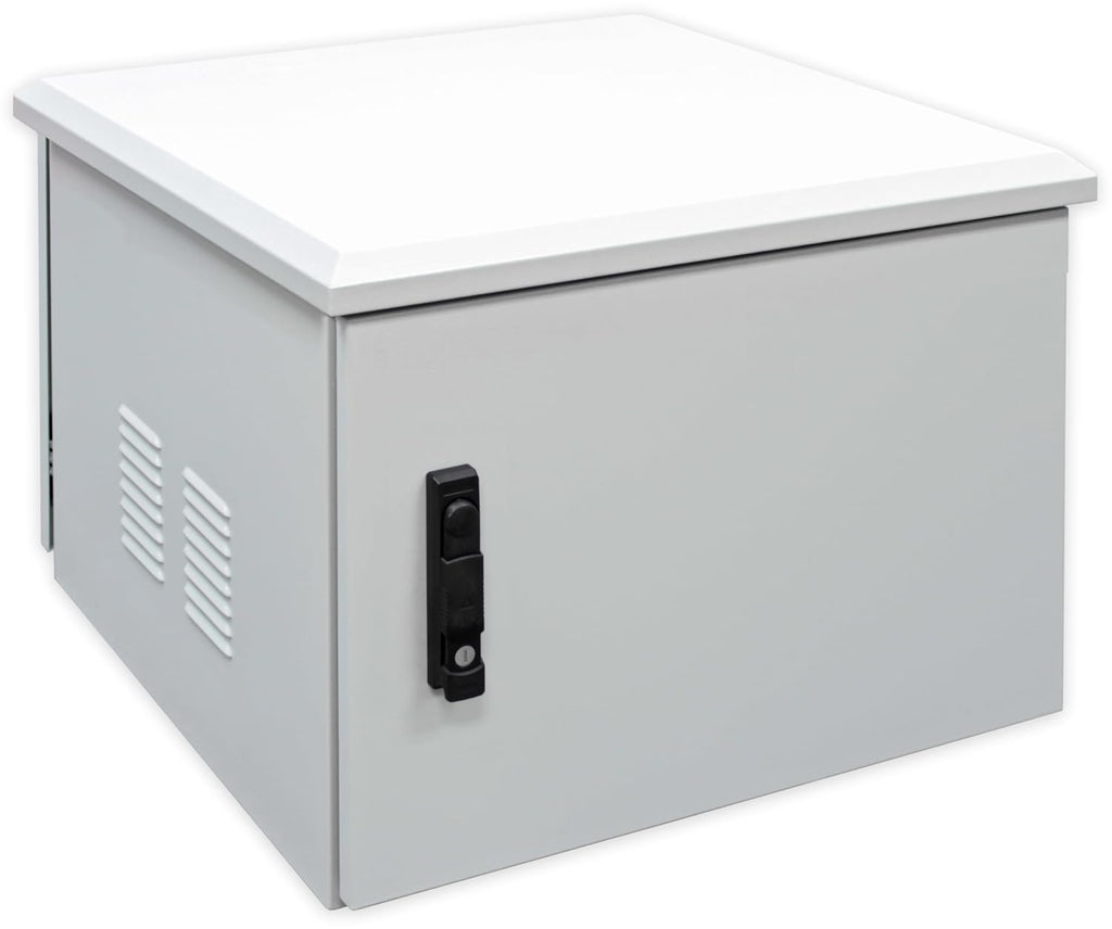 Electriduct 6U Outdoor Cabinet 21.6 Inch Depth IP55 Weather Resistant Enclosure Floor Mount Network Equipment Front & Back Doors, 2 Locks, 4 Keys, 1 Shelf, 2 Fans, Thermostat (600 x 550 mm), White