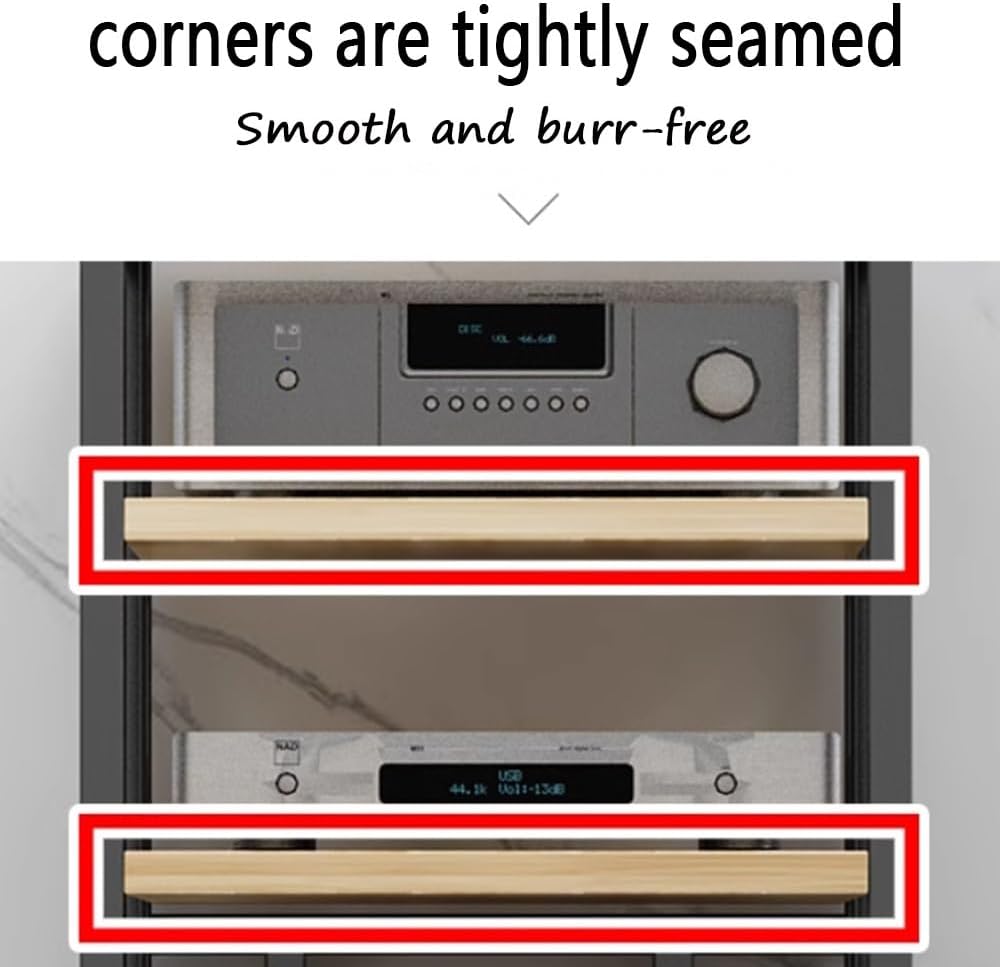 NILZA AV Media Stand with Wheel Audio Rack Video Game Console Shelf 3/4/5/6-Tier Stereo Rack Audio Tower Adjustable Shelves Corner Shelf Av Stand for Recording Room(Teak,4-Tier)