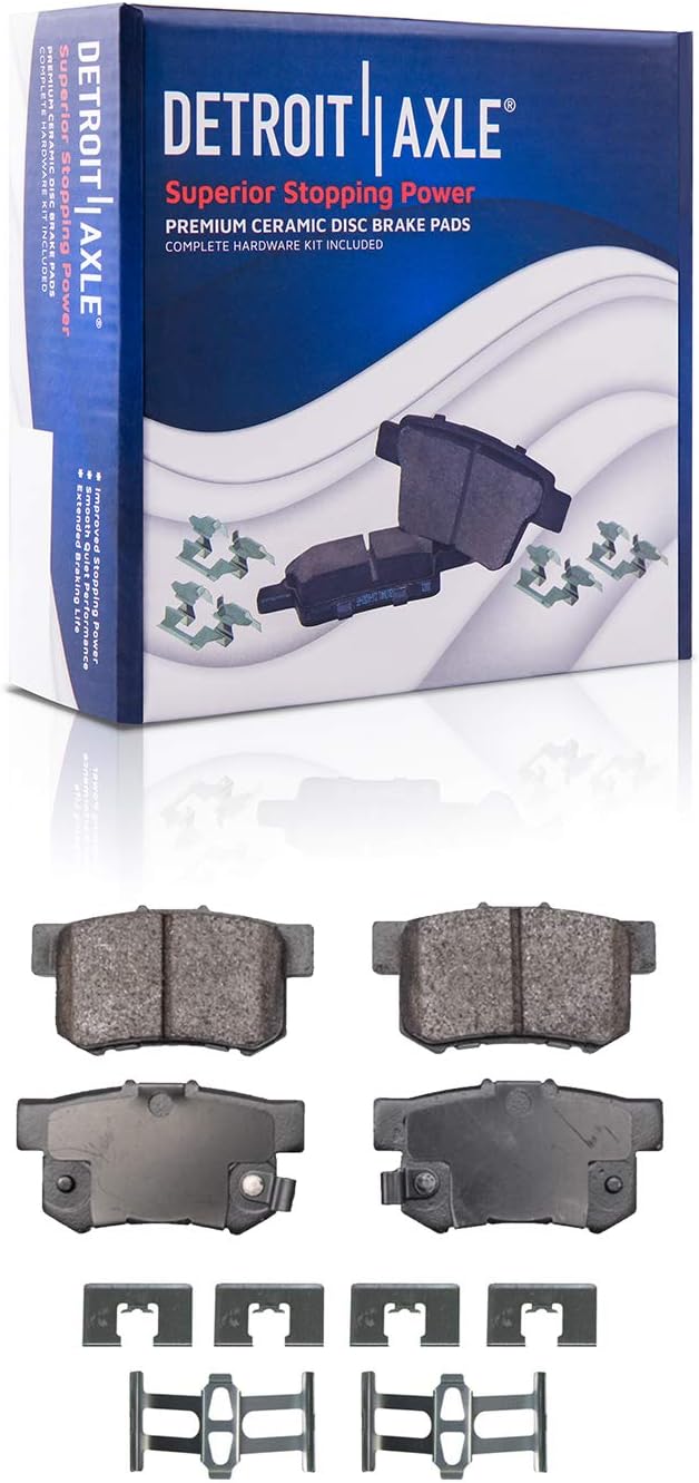 Detroit Axle - Front & Rear Disc Rotors Ceramic Brake Pads + Front Brake Calipers Replacement for 2003-2011 Honda Element - 10pc Set