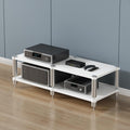YVYKFZD 2/3/4-Tier AV Media Stand, Stand Audio Rack Corner Component Cabinet, Open Stereo Cabinet with Shock-Absorbing Feet, Power Amplifier Shelf Equipment(Size:White 2 Tier-47.2'X18.9'X14')