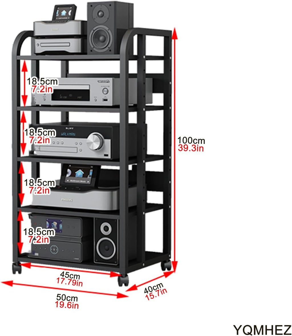 Multi-Tier Media Stand, 2/3/4 Tier Audio Rack, HiFi Component Shelf for Living Room & Studio, Sturdy Audio Cabinet (19.7x15.7x39.3in) - Perfect for Organizing Equipment