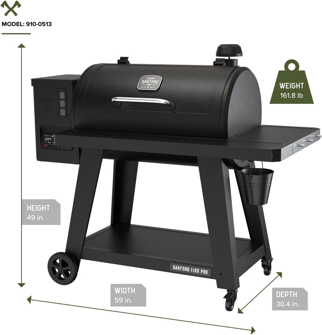 Oakford 1125 Pro Pellet Gril with 1069 SQ In Cooking Area, Cast Iron Grates, I-Site View Indicator, Heavy Duty Pellet Smoker Grill with Bluetooth Connectivity - 910-0513