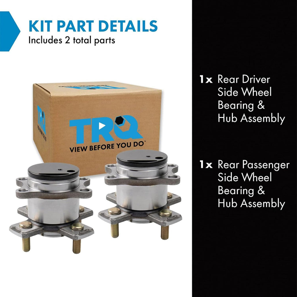 TRQ 2 Piece Rear Wheel Bearing & Hub Assembly Set Compatible with 2015-2020 Honda Fit