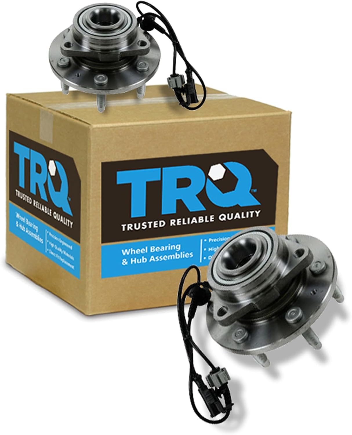TRQ Front Left and Right Wheel Bearing and Hub Assembly 2 Piece Set Compatible with 2007-2013 Chevrolet Silverado/Sierra 1500 4WD 2007-2014 Chevrolet Tahoe/Yukon/Suburban 4WD