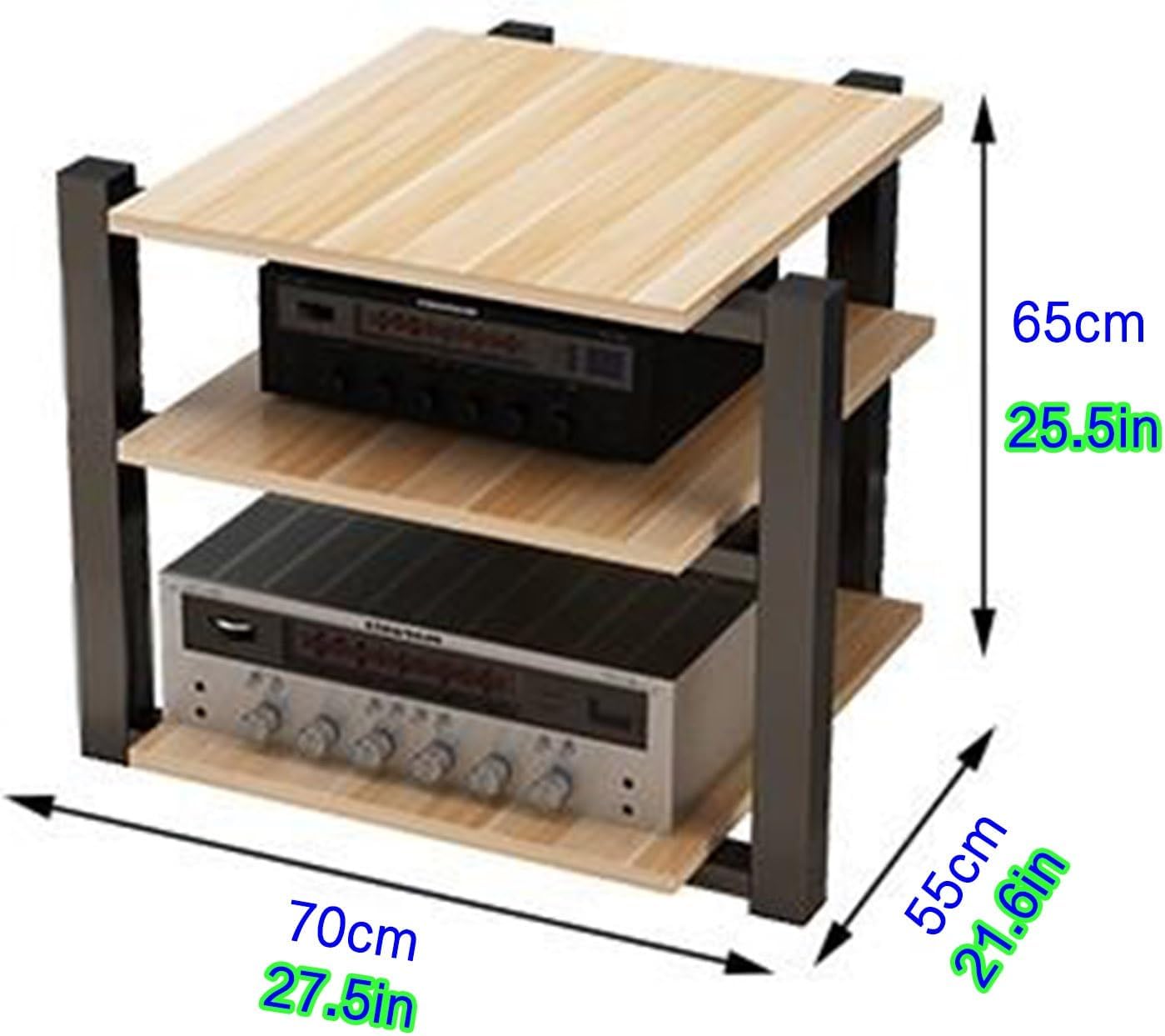 Modern Media Storage Cabinet, Audio Video Stand, AV Tower Rack, Stereo Media Cabinet, Black Entertainment Center (70x55x65cm) - Stylish Home Organization Solution