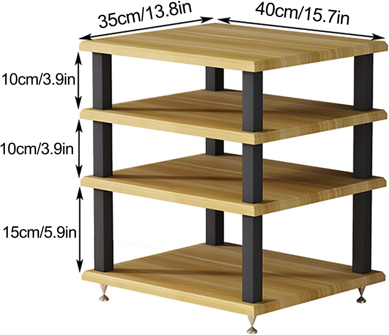 Audio Rack Tower AV Media Stand Audio-Video Media Stand, Storage Rack Audio Tower Thickened Steel Pipe, Equipment Console Shelf for Home Office Theater(White)
