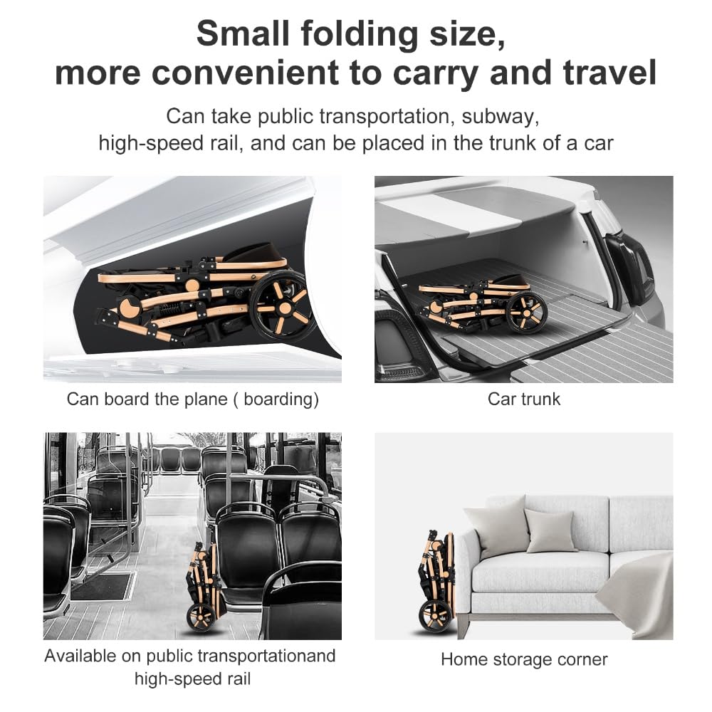 2 in 1 Baby Stroller,Convertible Infant Stroller for Newborn and Toddler with Triangular Frame & Dual Spring Suspension,One-Click Folding(Black)