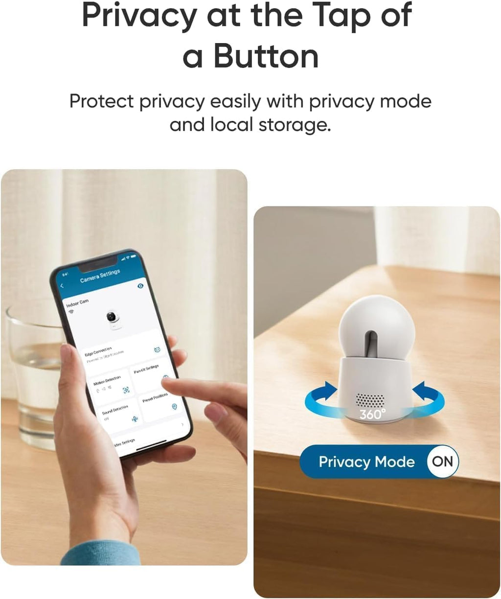 eufy Security 4K Indoor Camera E30 -No Subscription,360° Pan Tilt,AI Auto Tracking,Color Night Vision,Pet/Baby/Nanny Camera with Two-Way Audio,AI Human/Pet Detection,Works with HomeKit((2-Pack)