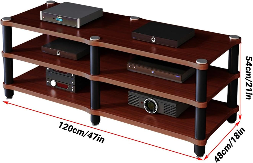 Portable Media Storage Rack Modern Cabinet with Cable Management Audio Rack for Entertainment Stereo Components HiFi Audio Equipment(D,Three-Layer)