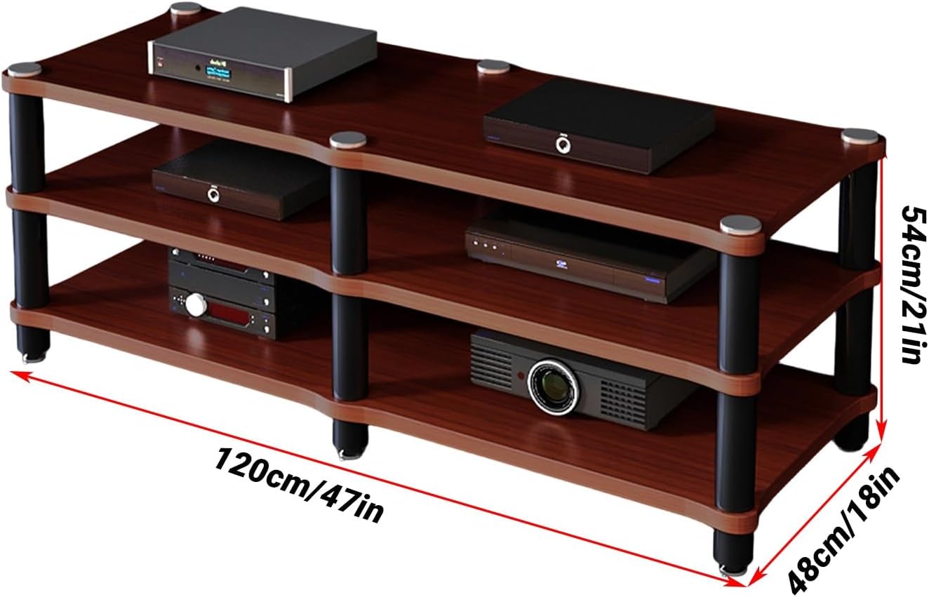 Portable Media Storage Rack Modern Cabinet with Cable Management Audio Rack for Entertainment Stereo Components HiFi Audio Equipment(D,Three-Layer)