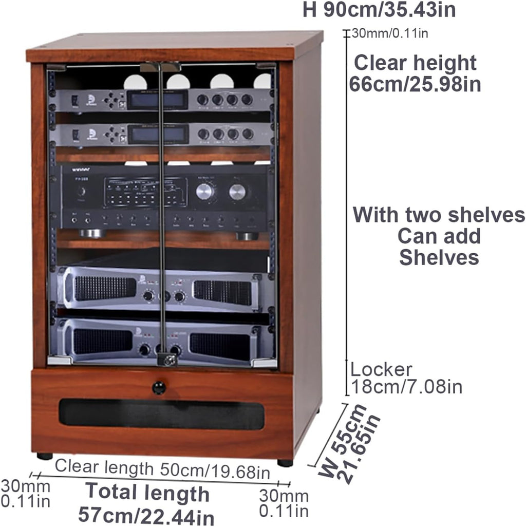 Vintage Wooden Media Cabinet for Record Player & Stereo, Audio Rack Tower Stand, Retro Media Shelf, Ideal for Home Entertainment & Decor, 57x55x90cm