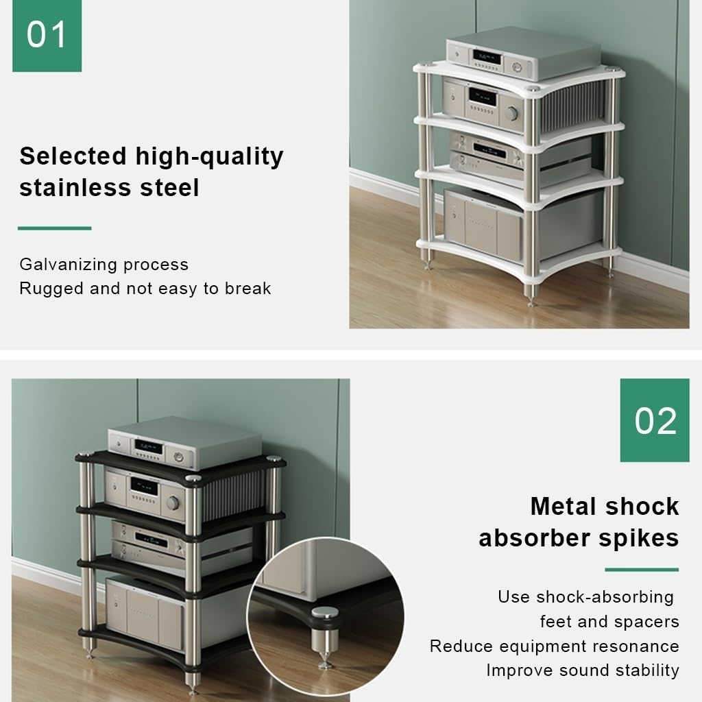 3 Tier HiFi Speaker Rack for TV Cabinet & Amplifier AV Equipment Stand Modern Audio Storage Solution Stylish Home Entertainment Center Furniture