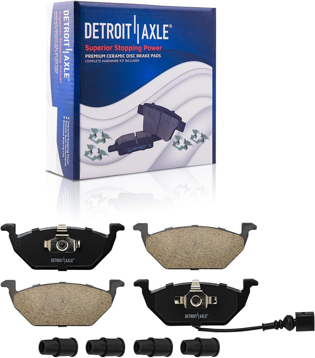 Detroit Axle - Brake Kit for Volkswagen Beetle Golf City Jetta Brakes Rotor and Ceramic Brake Pads Replacement: 11.02' inch Front Rotor and 9.13' inch Rear Rotor