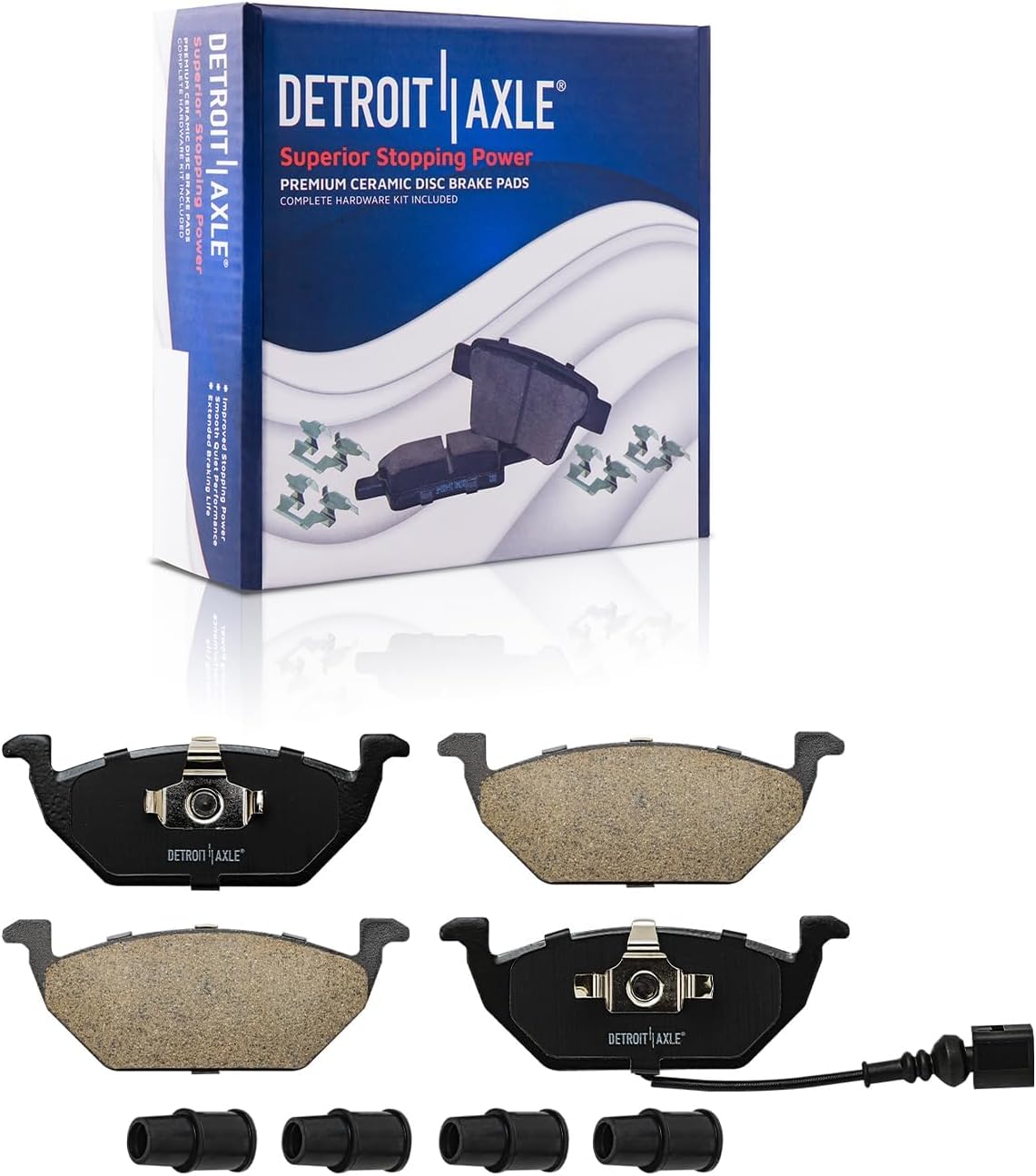 Detroit Axle - Brake Kit for Volkswagen Beetle Golf City Jetta Brakes Rotor and Ceramic Brake Pads Replacement: 11.02' inch Front Rotor and 9.13' inch Rear Rotor
