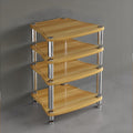 4-Layer HiFi Media Stand, MDF Audio Rack & Storage Cabinet with Shock-Absorbing Feet, Power Amplifier Shelf for Stereo Equipment (Wood Finish, 25.5'x26.1'x32.2')