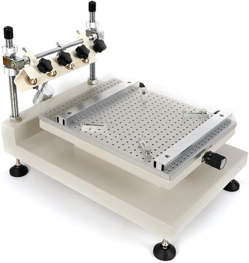 3040 Solder Paste Printer, PCB Stencil Printer, Manual Control Screen Printing Table with 4 Knobs and A Pressure Plate, Adjustable Height and High Repetition Accuracy