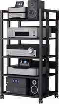 5/4/3/2-Tier AV Media Stand Vertical Storage Cabinet, Office Home Classroom Stereo Rack System Cabinet Adjustable, Mobile Audio Equipment Rack, Portable Record Player Amplifiers Shelf(5 Tier 100cm Tal